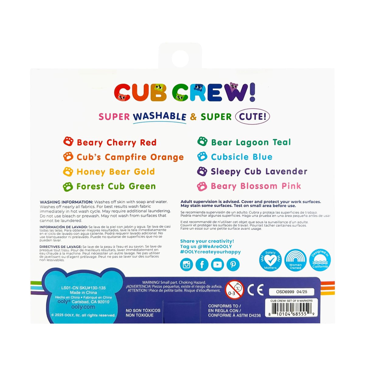 OOLY - Cub Crew Washable Markers | Set van 8