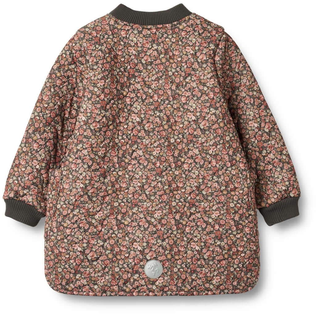 Wheat Thermojack meisjes Helga met bloemenprint, achterkant met ribkraag en manchetten, gemaakt van gerecycled polyester.