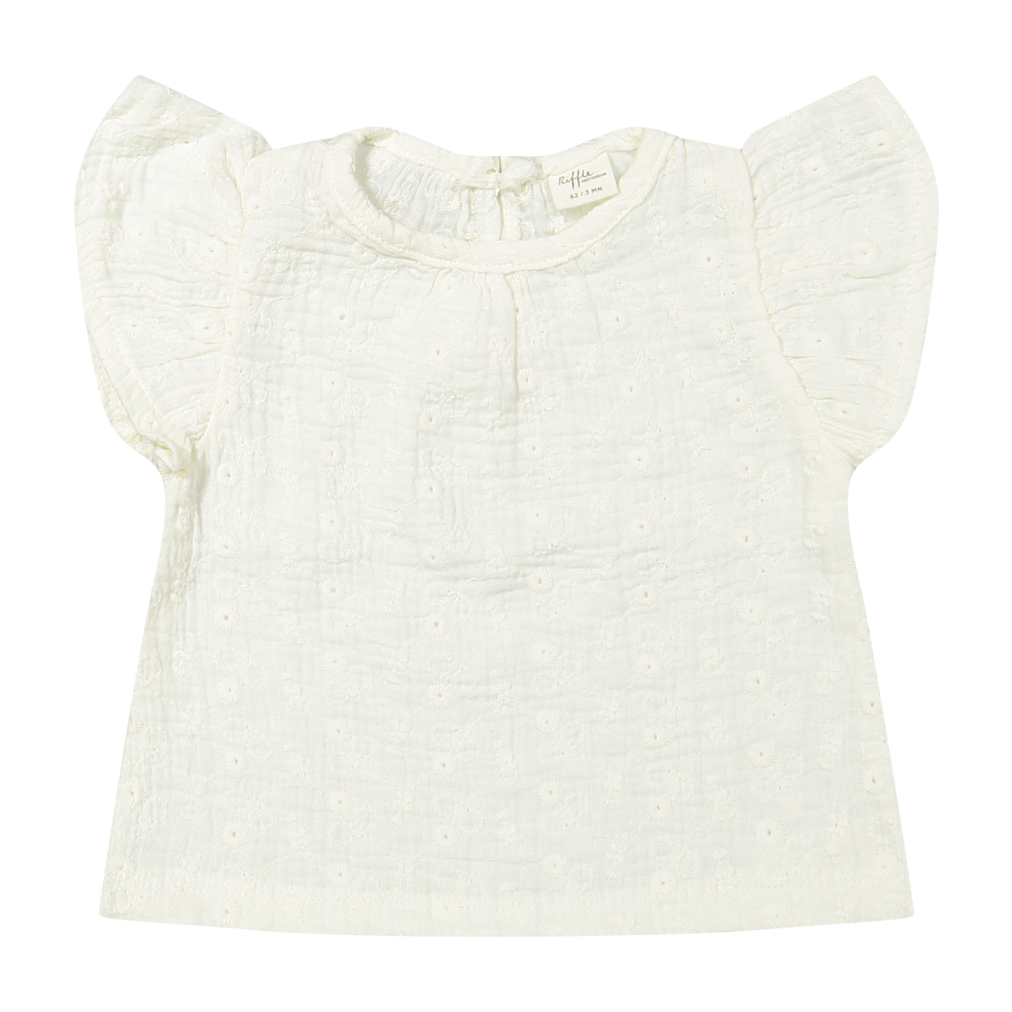 Riffle Amsterdam - Baby T-shirt Joan ss woven white embroidery