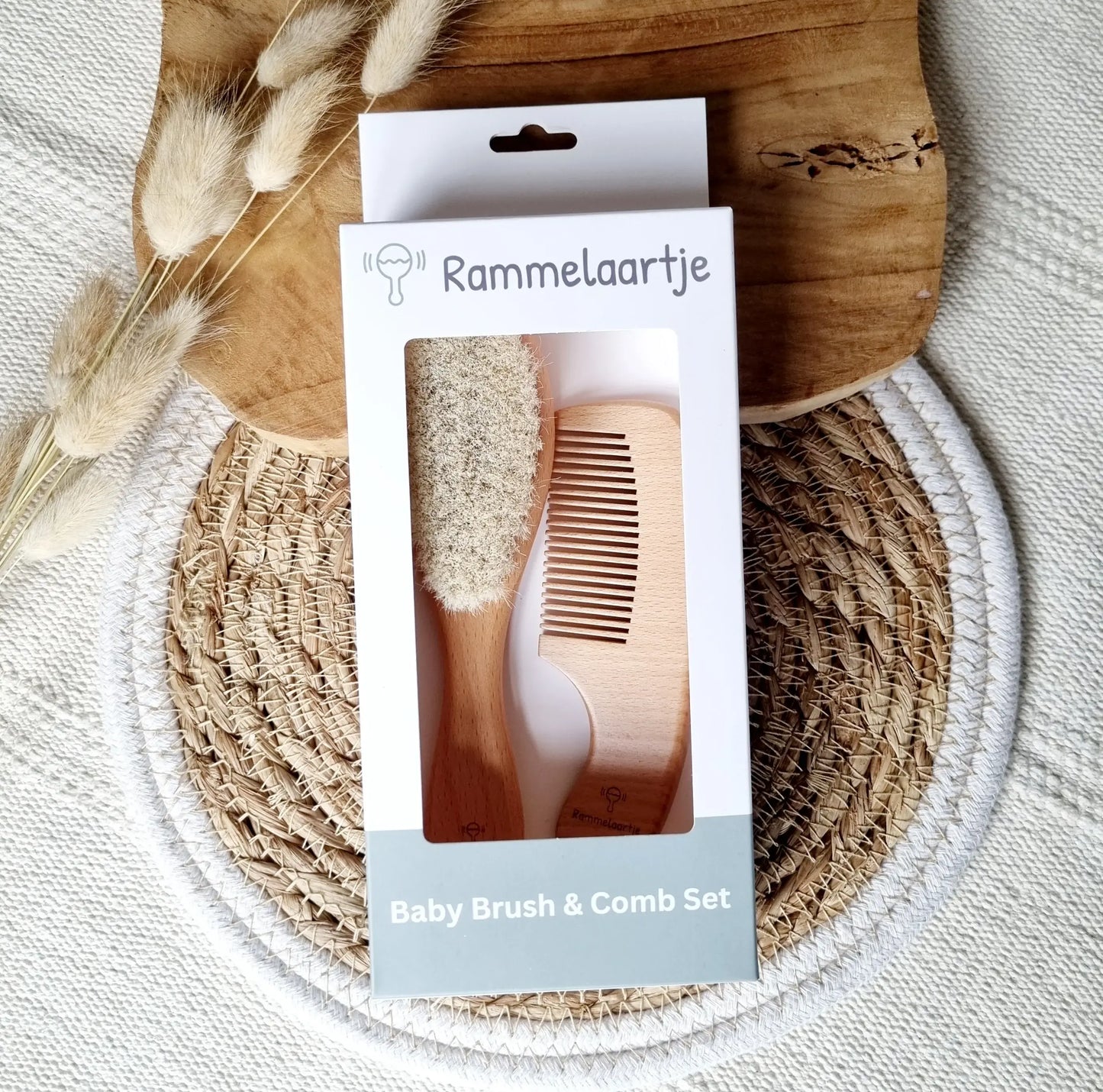 Houten baby borstel en kam set