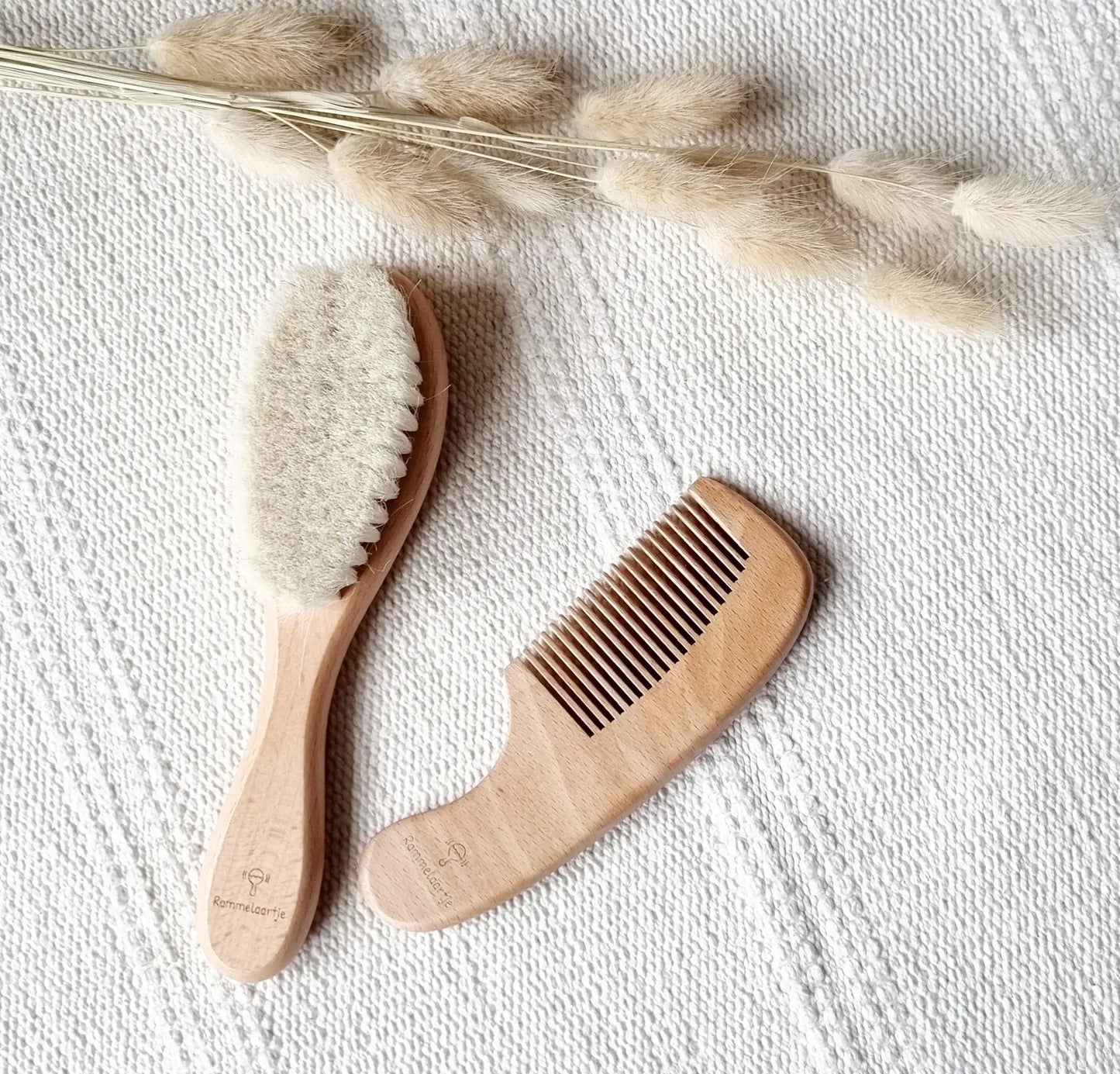 Houten baby borstel en kam set