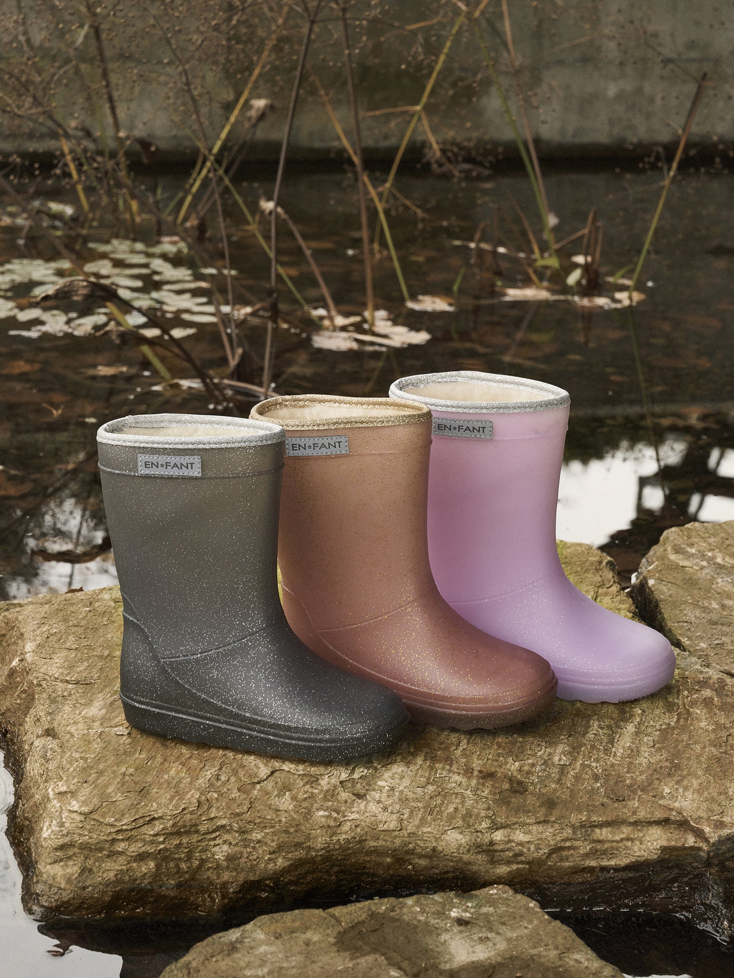 EN FANT - Thermo Regenlaarzen Rose Taupe Glitter
