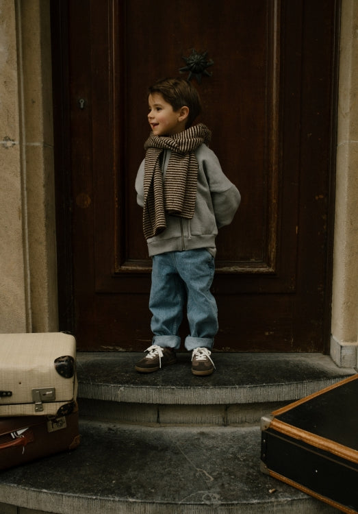 Charlie Petite - Steff Scarf | Stripes Brown/Ecru | Gebreide Kindersjaal