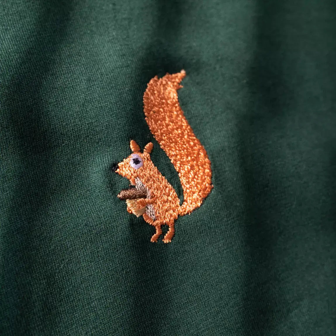 Kids sweater flesgroen met eekhoorn.