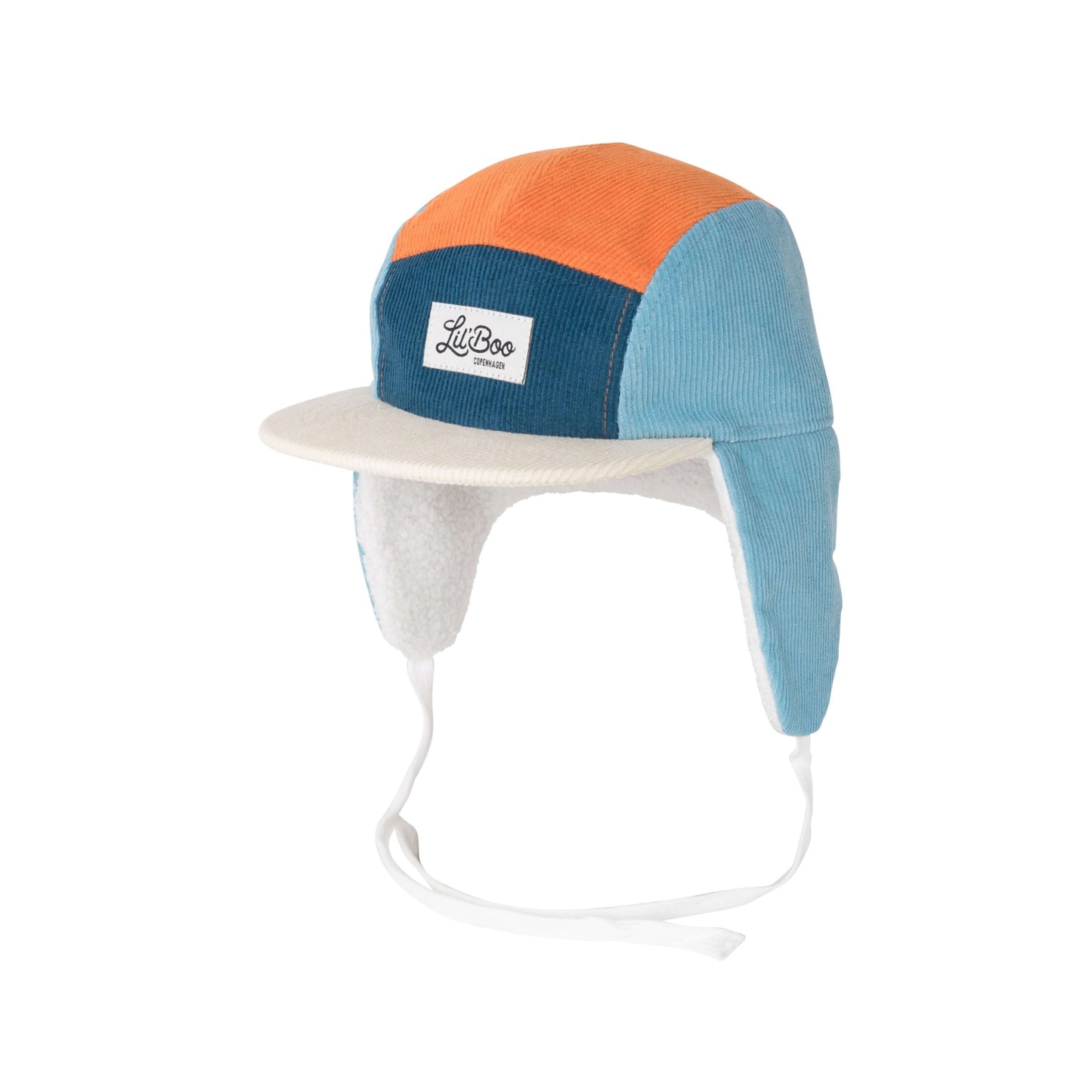 Lil' Boo - Corduroy Block 5-Panel with ears - Blue/Orange