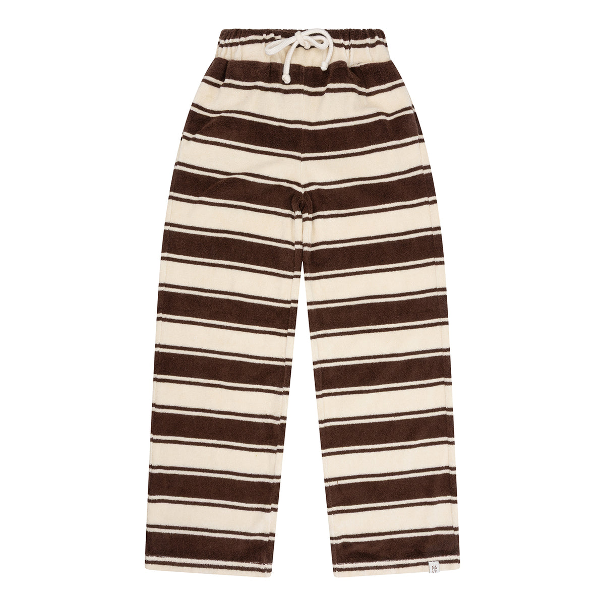 Navy Natural - Wide Leg Pants Bath Terry Stripe | Dark Brown