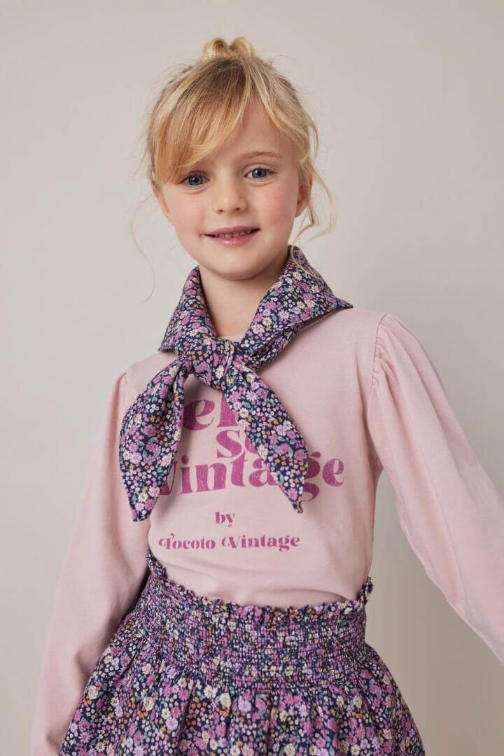 Tocoto Vintage Meisje Longsleeve Feel so vintage roze