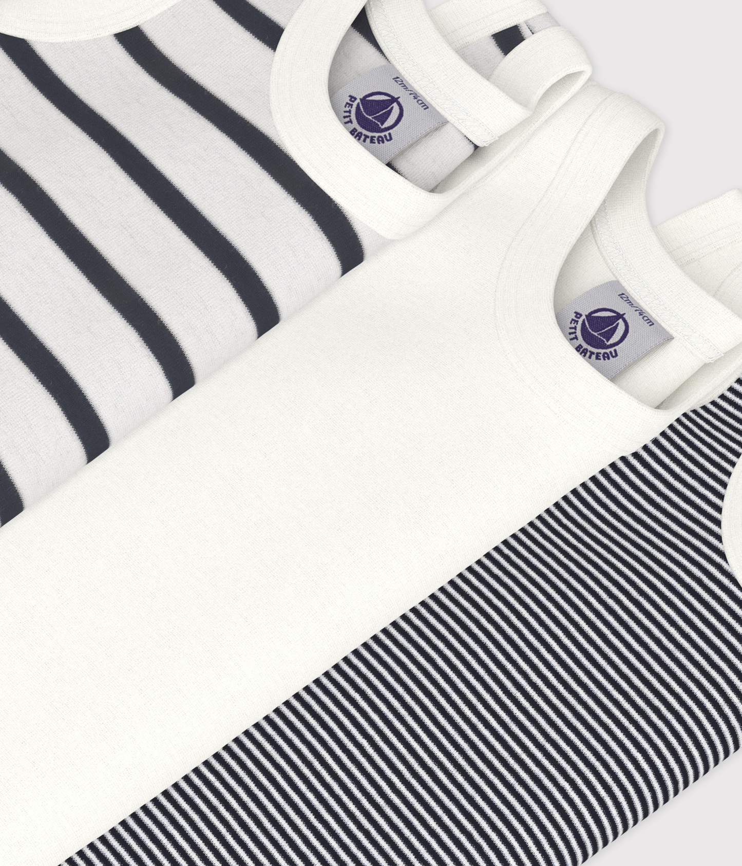 Petit Bateau – Set van 3 mouwloze body's voor baby's