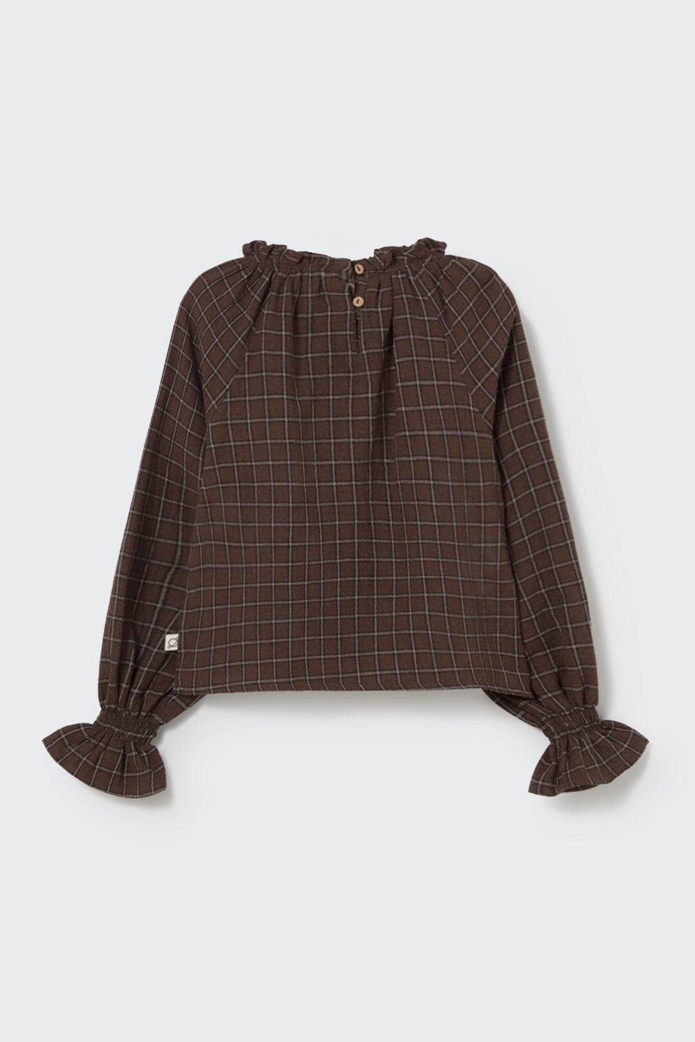 Cozmo - Textured Plaid Check Blouse | Brown