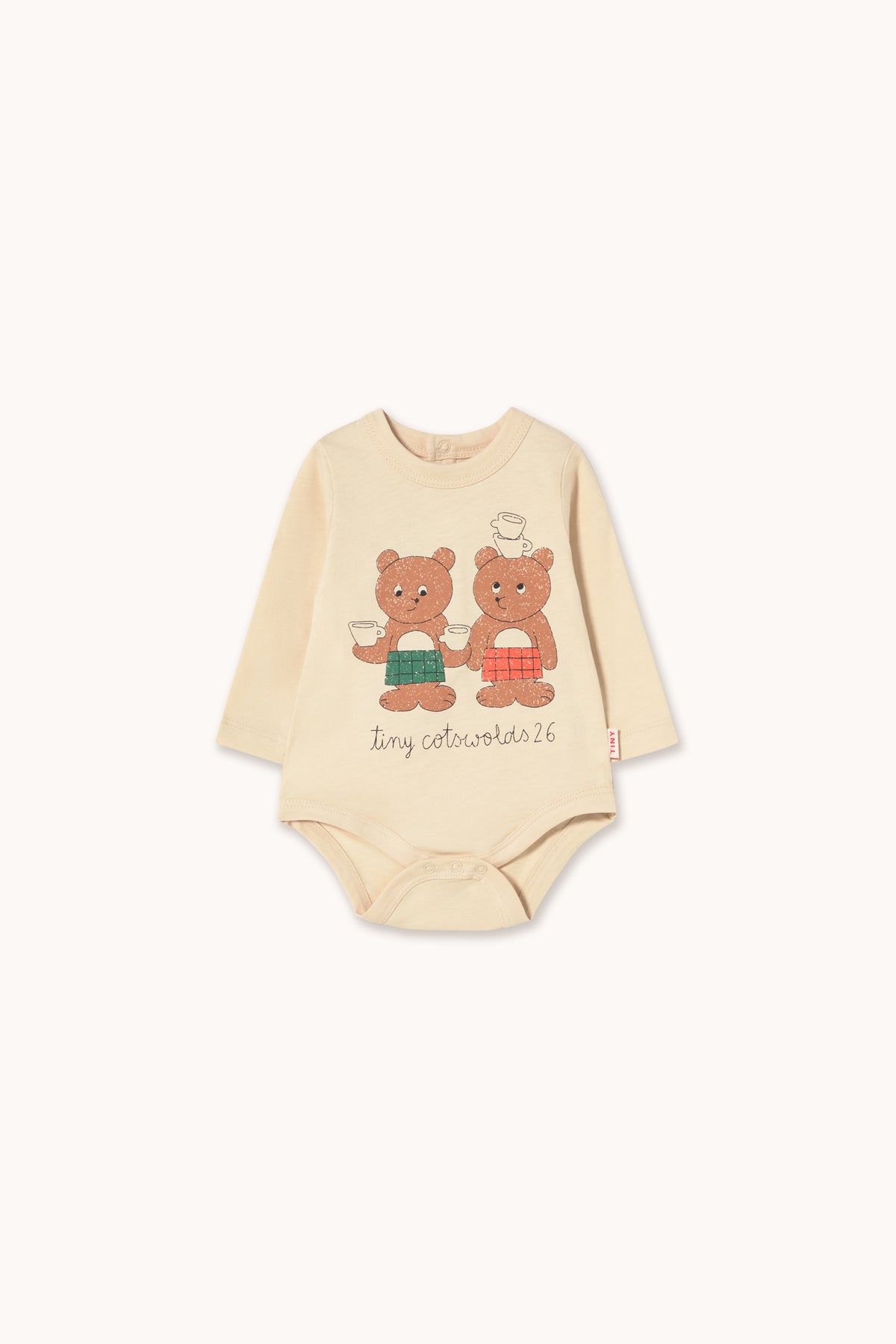 Tinycottons - Tiny Tea Room Graphic Body | Vanilla | Baby Romper Lange Mouw