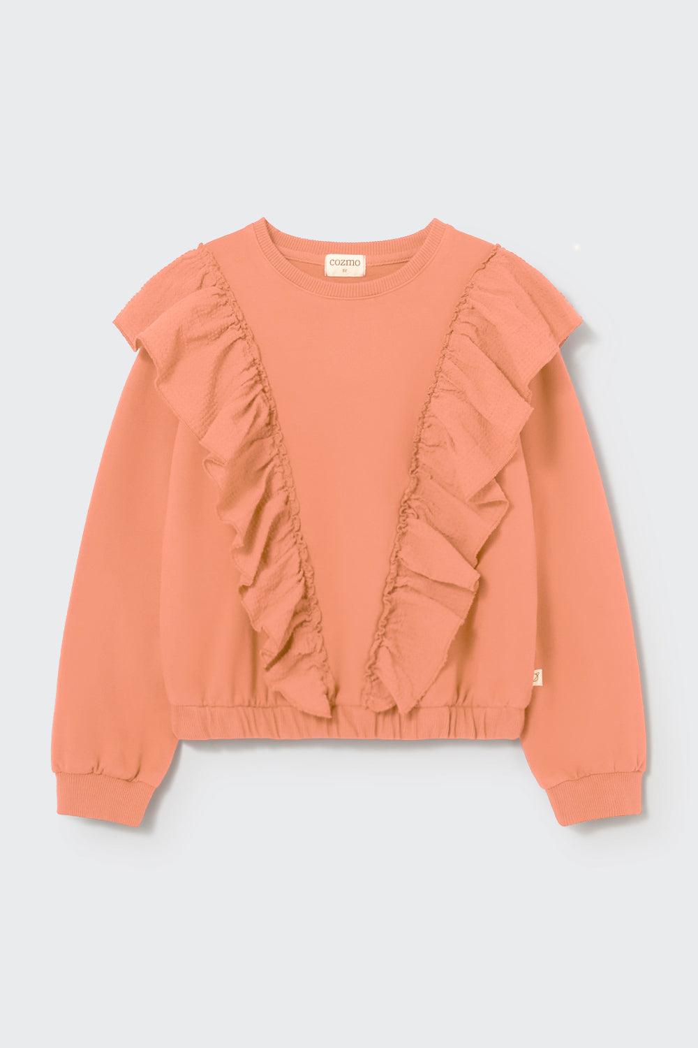 Cozmo - Elastic Fleece Ruffle Sweatshirt | Pink Siena