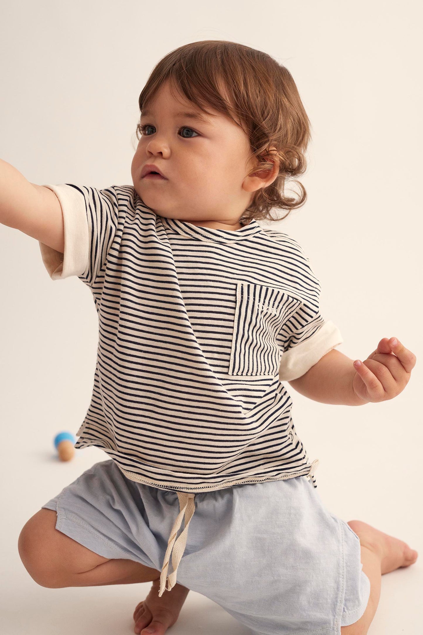 Cozmo - Organic striped Baby shirt navy