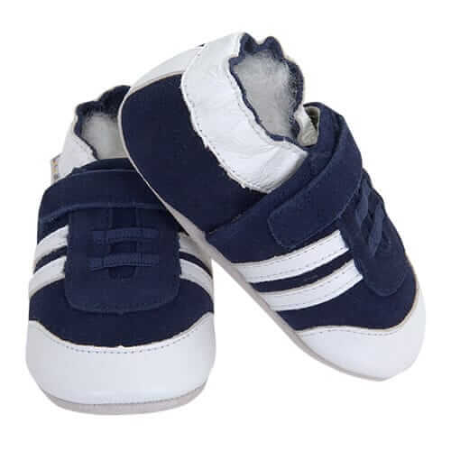 Baby soft leather slippers navy