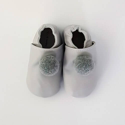 Babyslipper Pompons grijs