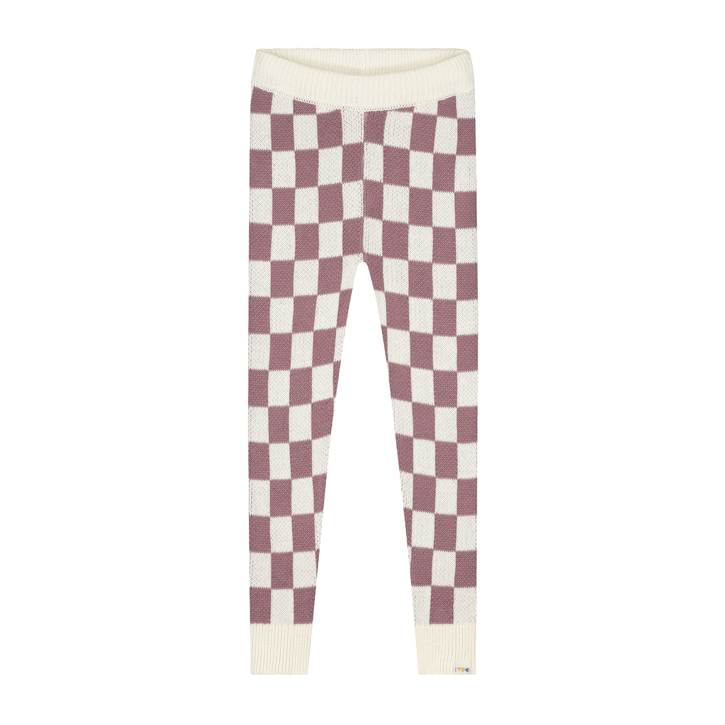 Yuki - Checkered Knitted Leggings mauve