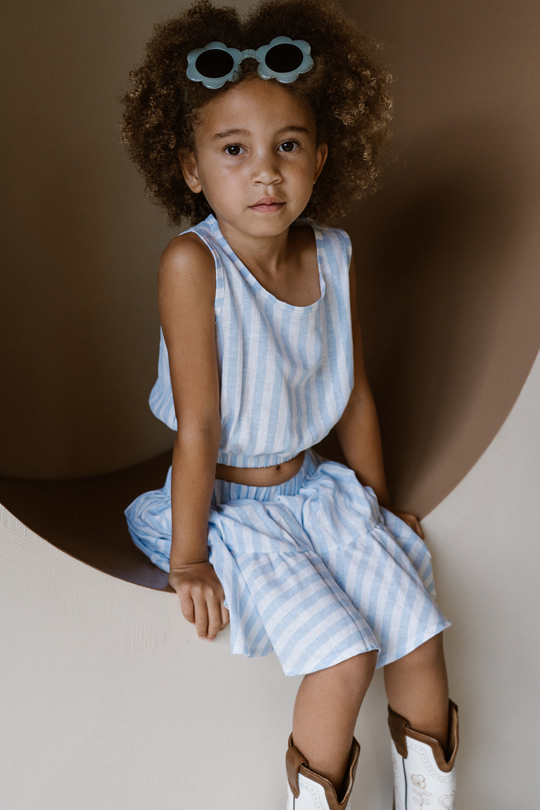 Navy Natural – Faith Skirt Blue Stripes