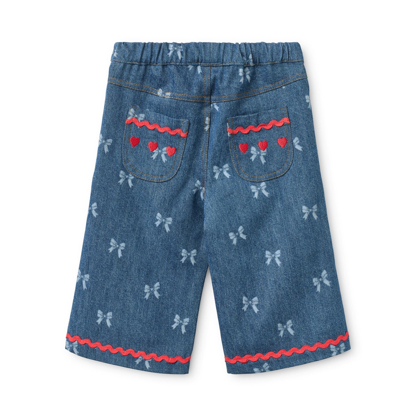 Flöss - Eva Pants Denim Blue Bow voor Baby’s en Meisjes