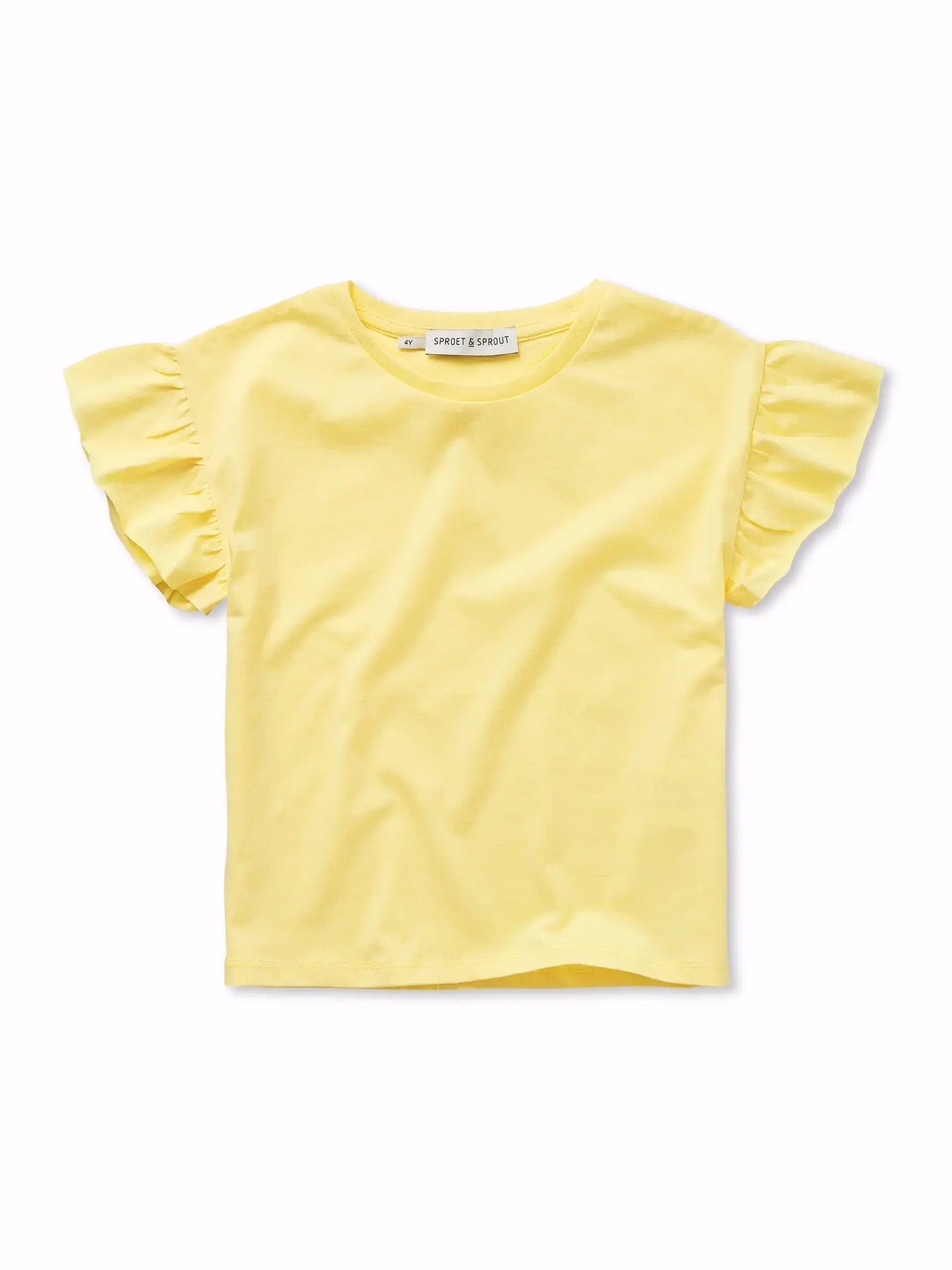 Sproet & Sprout - Girls T-shirt met Ruffle Mouwtjes | Pastel Yellow