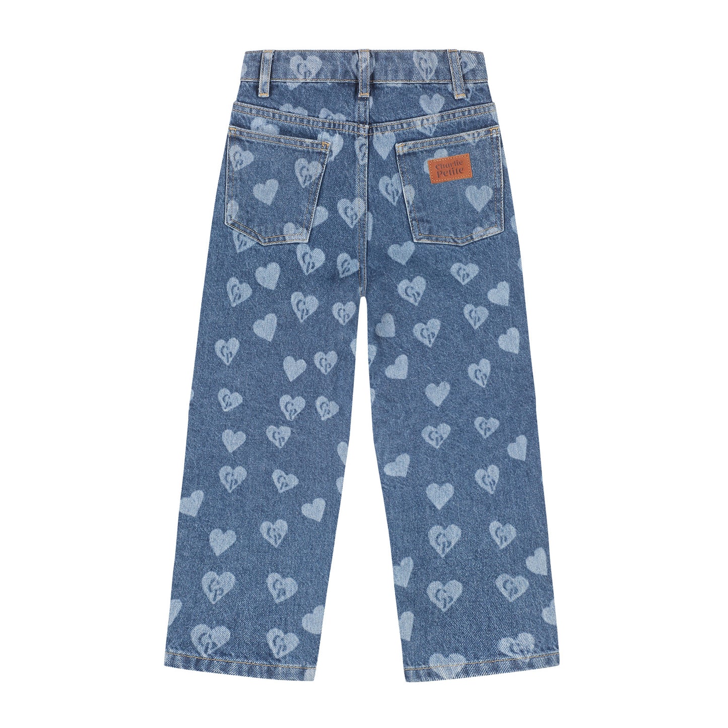 Charlie Petite - Isae Jeans | Medium Blue | Kinderjeans met Hartjesprint