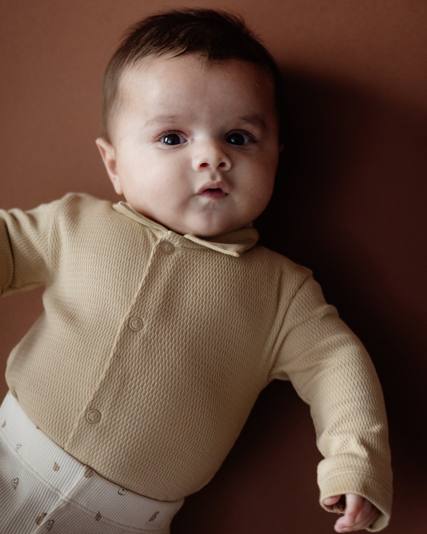 Levv - Noud Romper Beige | Baby Romper met Kraag van 100% Biologisch Katoen