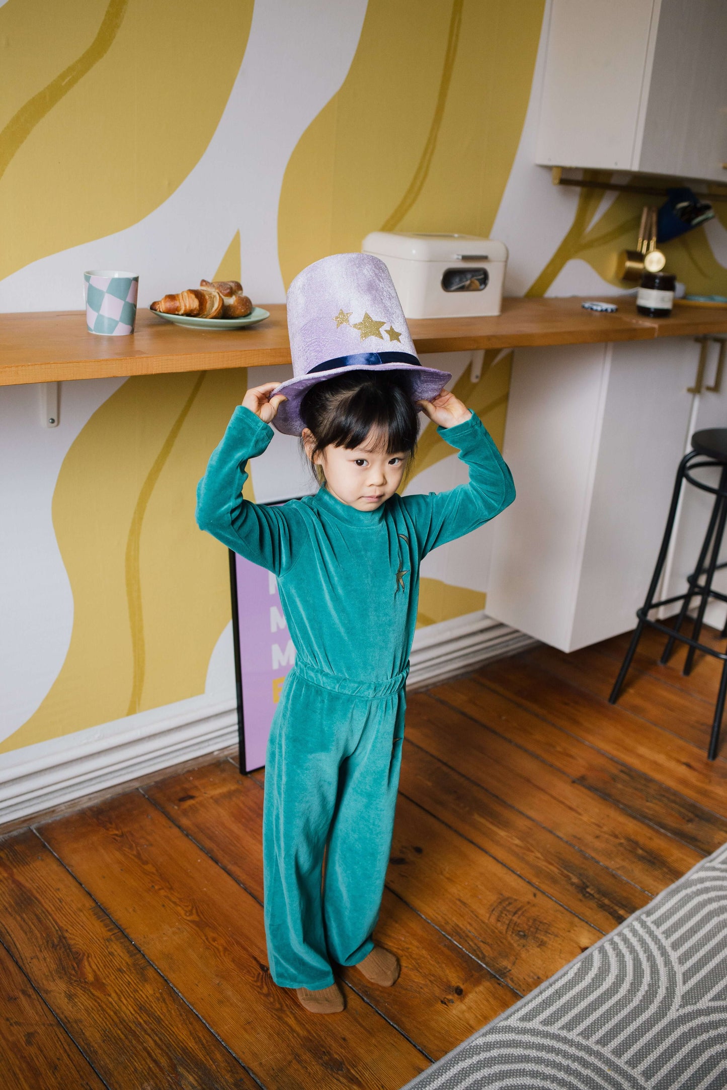 Lötiekids shirt met hoge hals (gebreid fluweel) groen