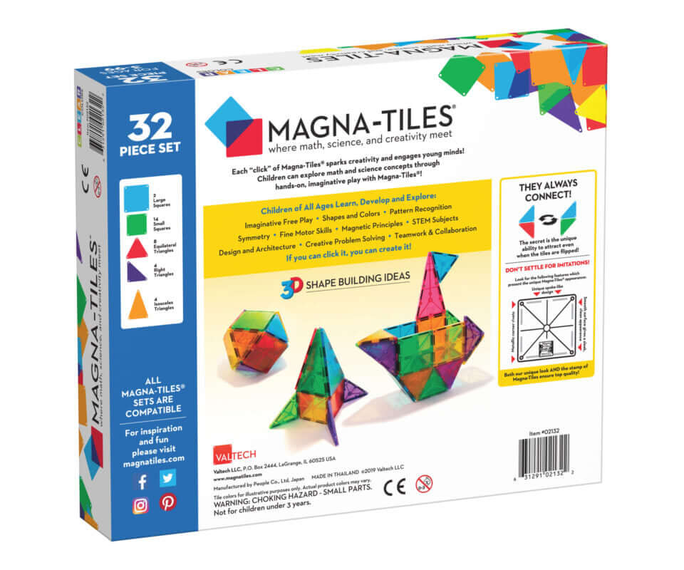 Magna-Tiles Clear Colors 32 stuks - Magnetische tegels