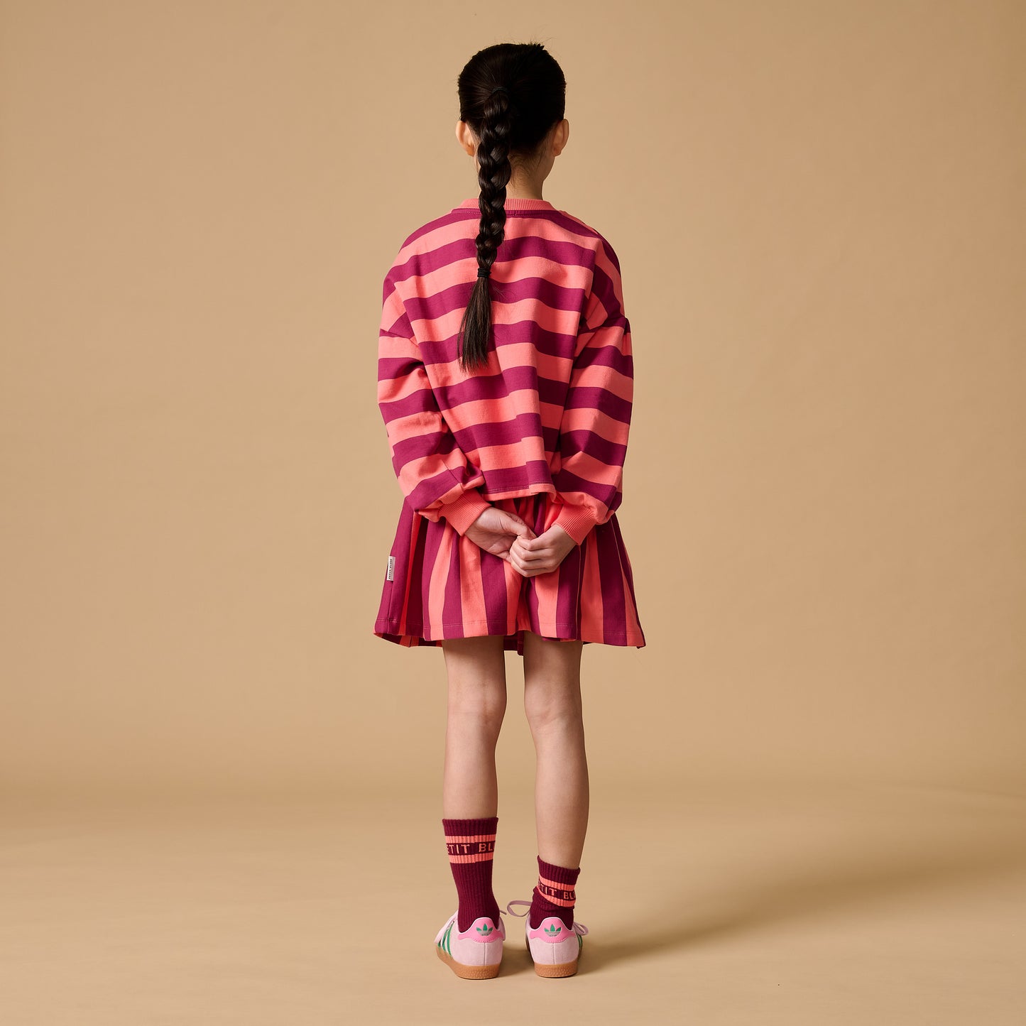 Petit Blush - Ruffle Skirt Stripe Peach Bordeaux