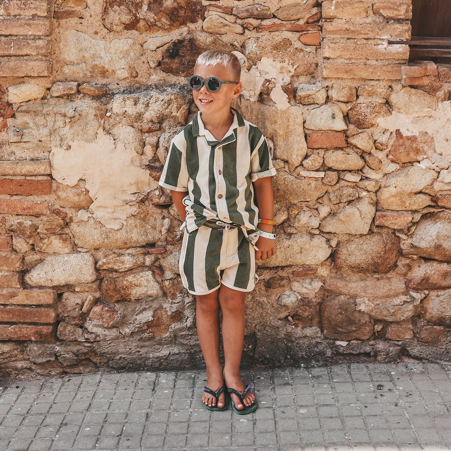 Salted Stories - Wide Stripe | Loose Shirt | Bronze Green