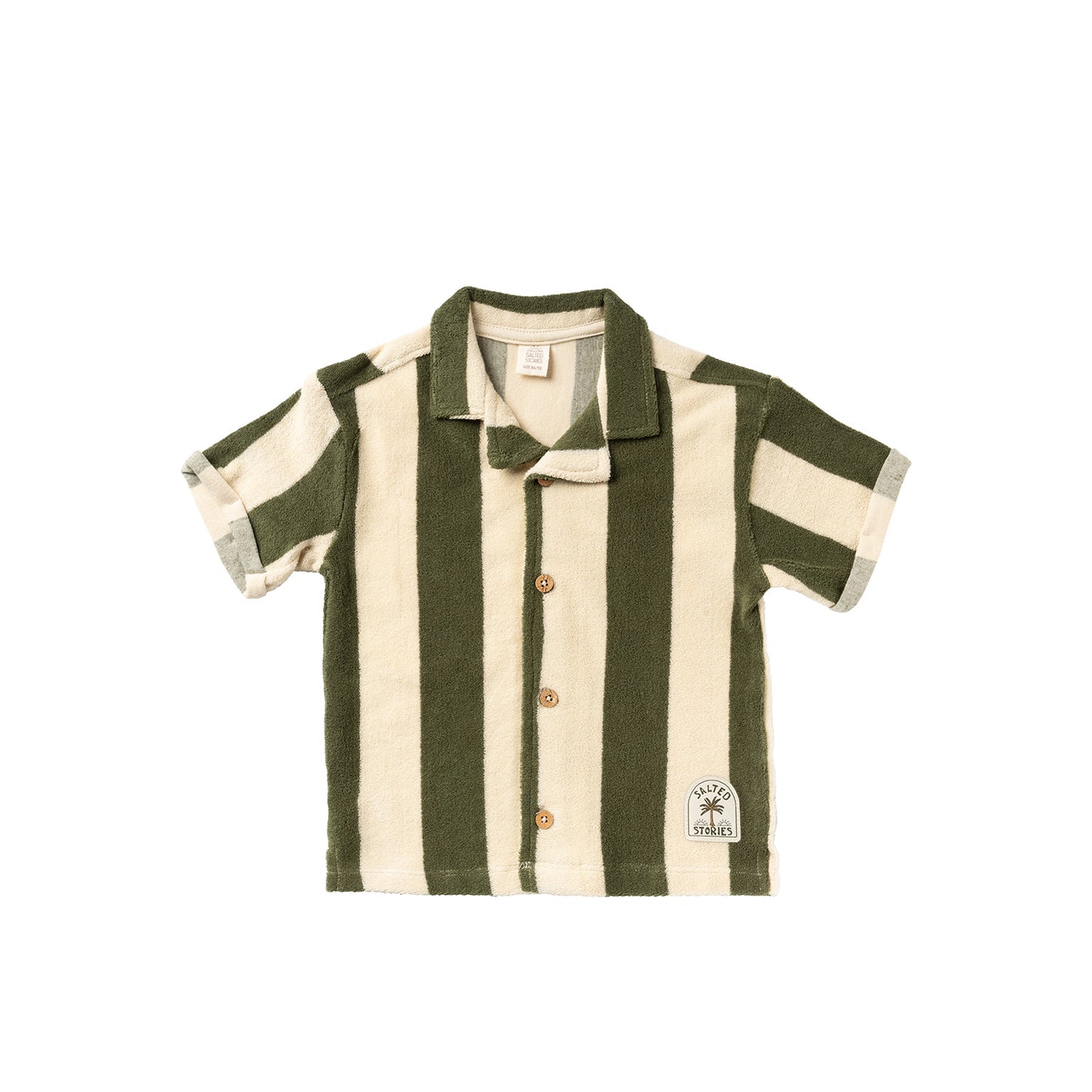 Salted Stories - Wide Stripe | Loose Shirt | Bronze Green