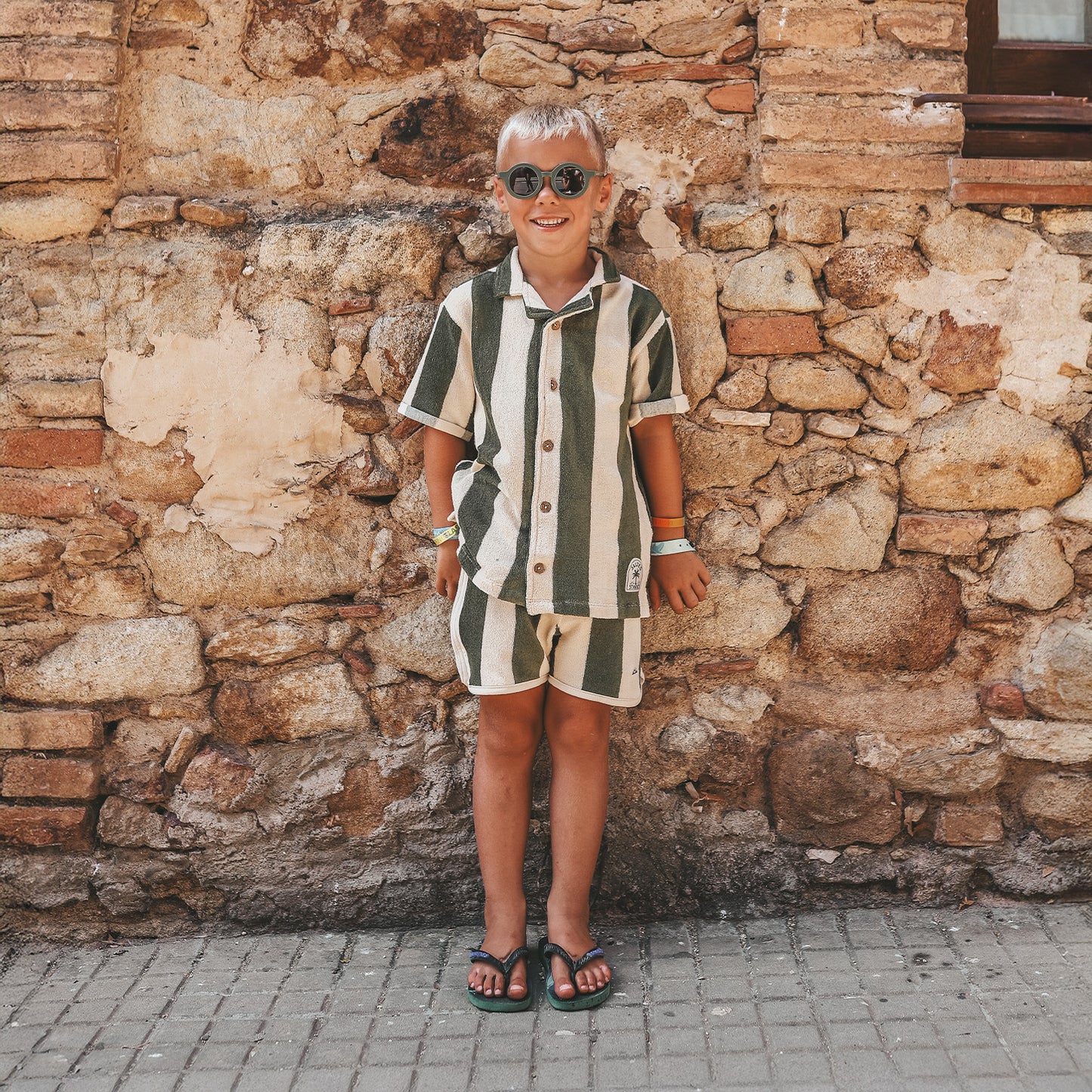 Salted Stories - Wide Stripe | Loose Shirt | Bronze Green
