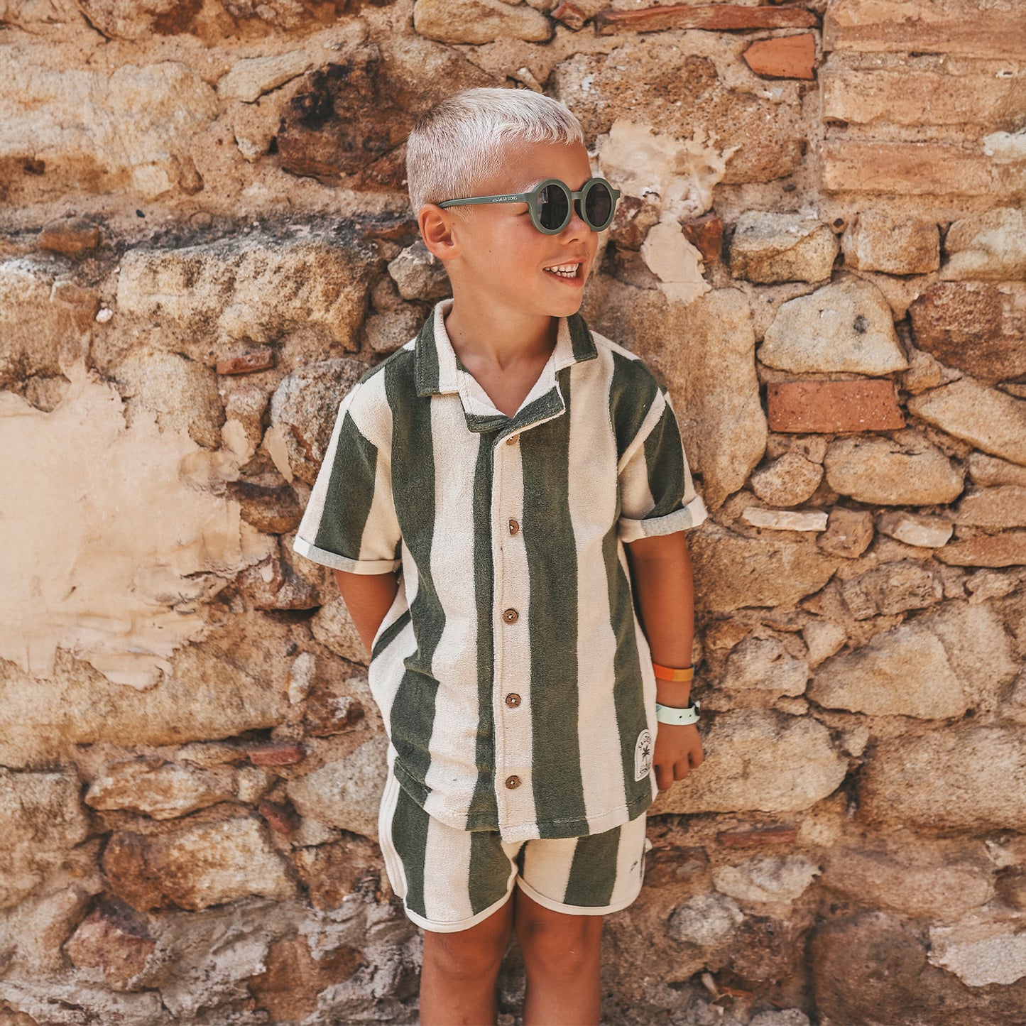 Salted Stories - Wide Stripe | Loose Shirt | Bronze Green