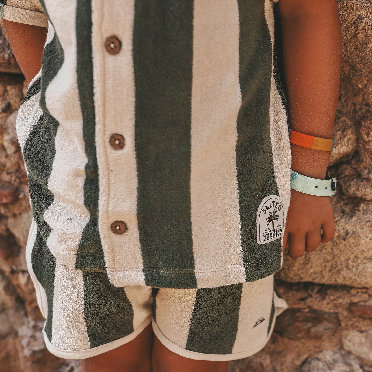 Salted Stories - Wide Stripe | Loose Shirt | Bronze Green