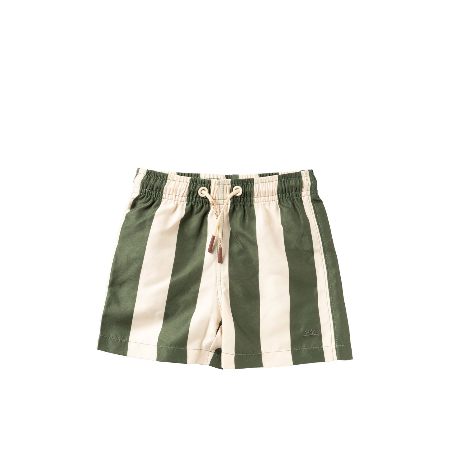 Salted Stories - Wide Stripe | Swim Shorts | Bronze Green Zwembroek