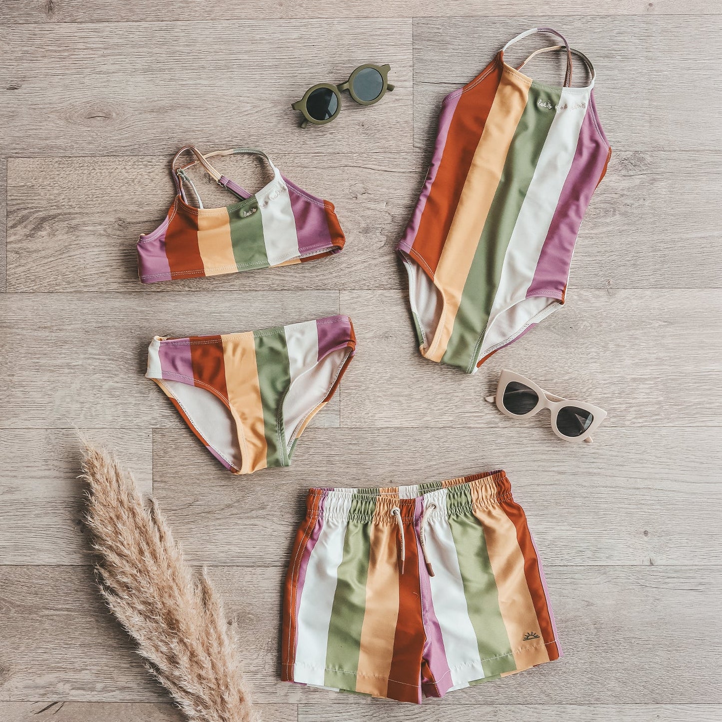 Salted Stories - Multi Stripe Swim Shorts| Multicolor Luchtige Kinder Zwemshort van 100% Katoen