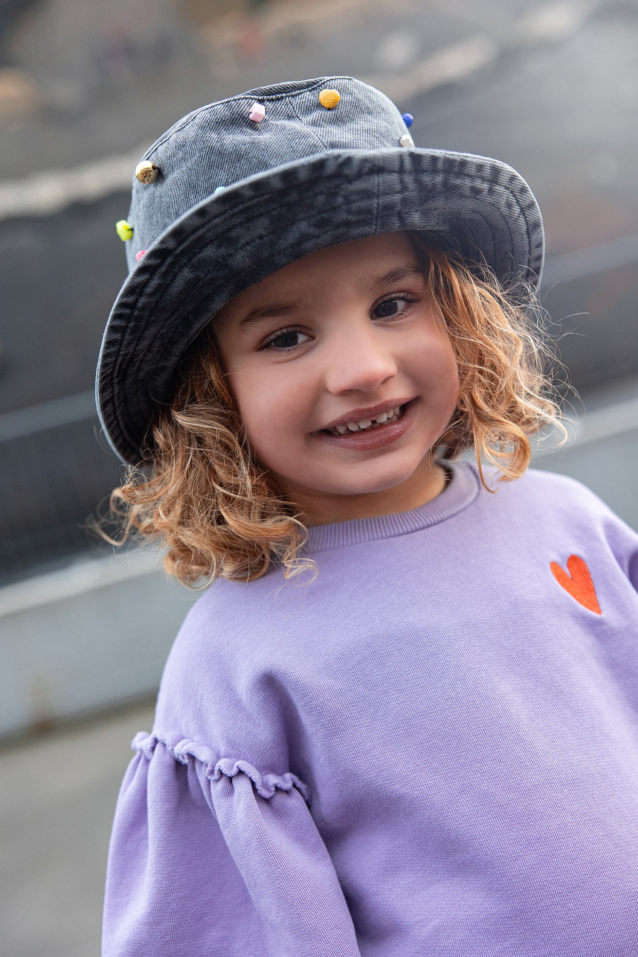 Sproet & Sprout - Sweatshirt puff sleeves heart lavender