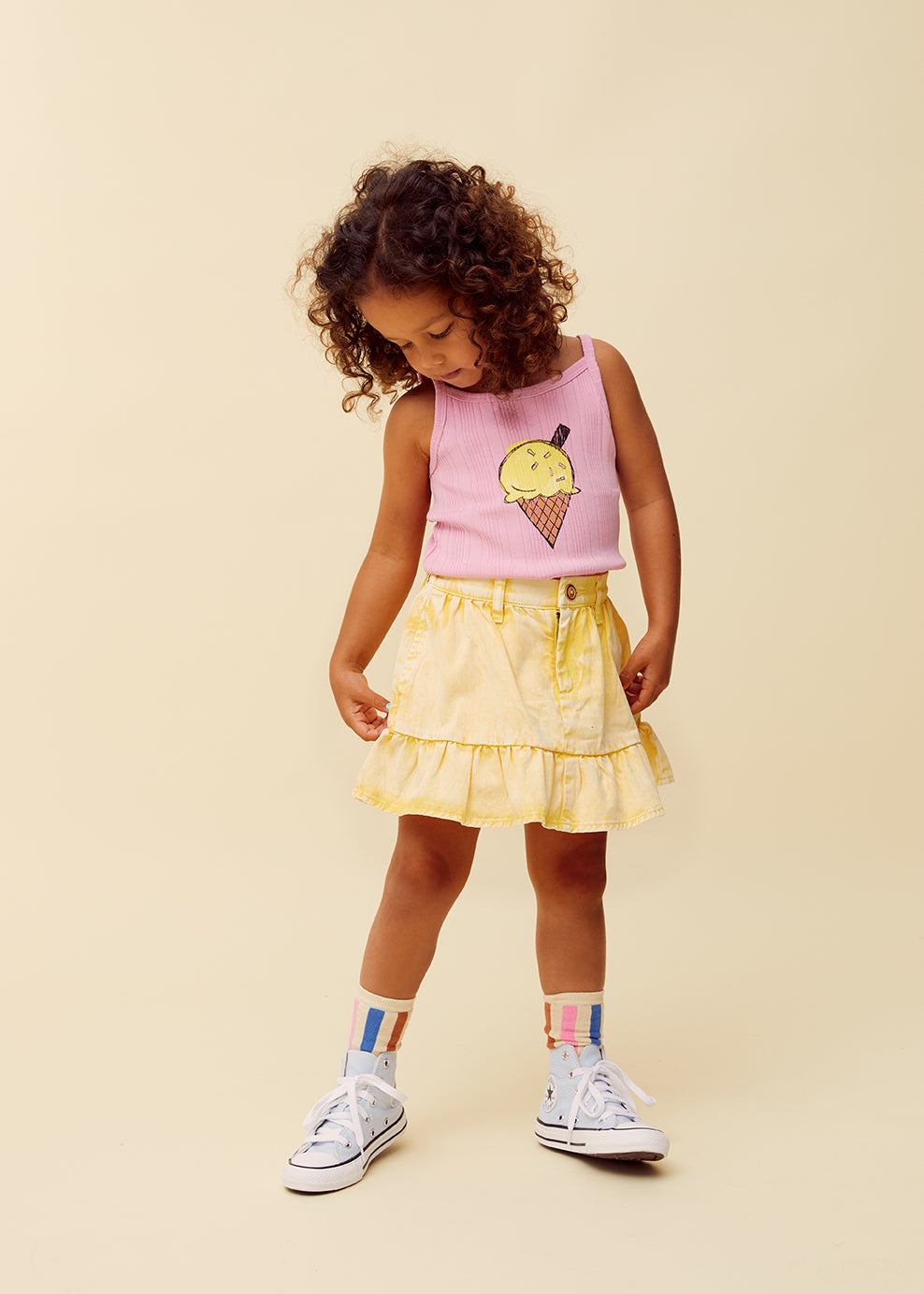 Sproet & Sprout - Girls spaghetti top ice cream | Podium pink