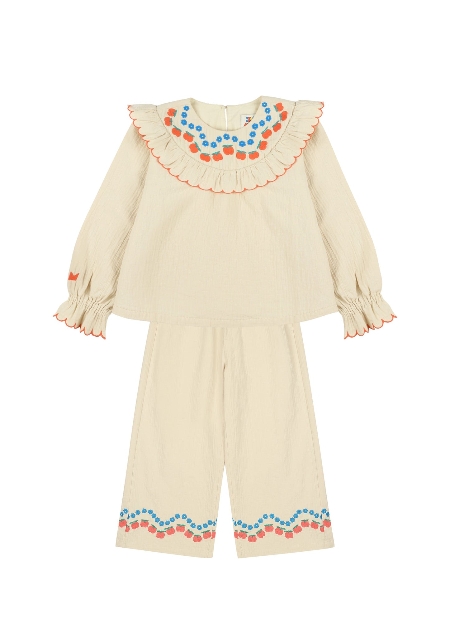 Jelly Mallow – Apple Flower Ruffle Blouse Beige