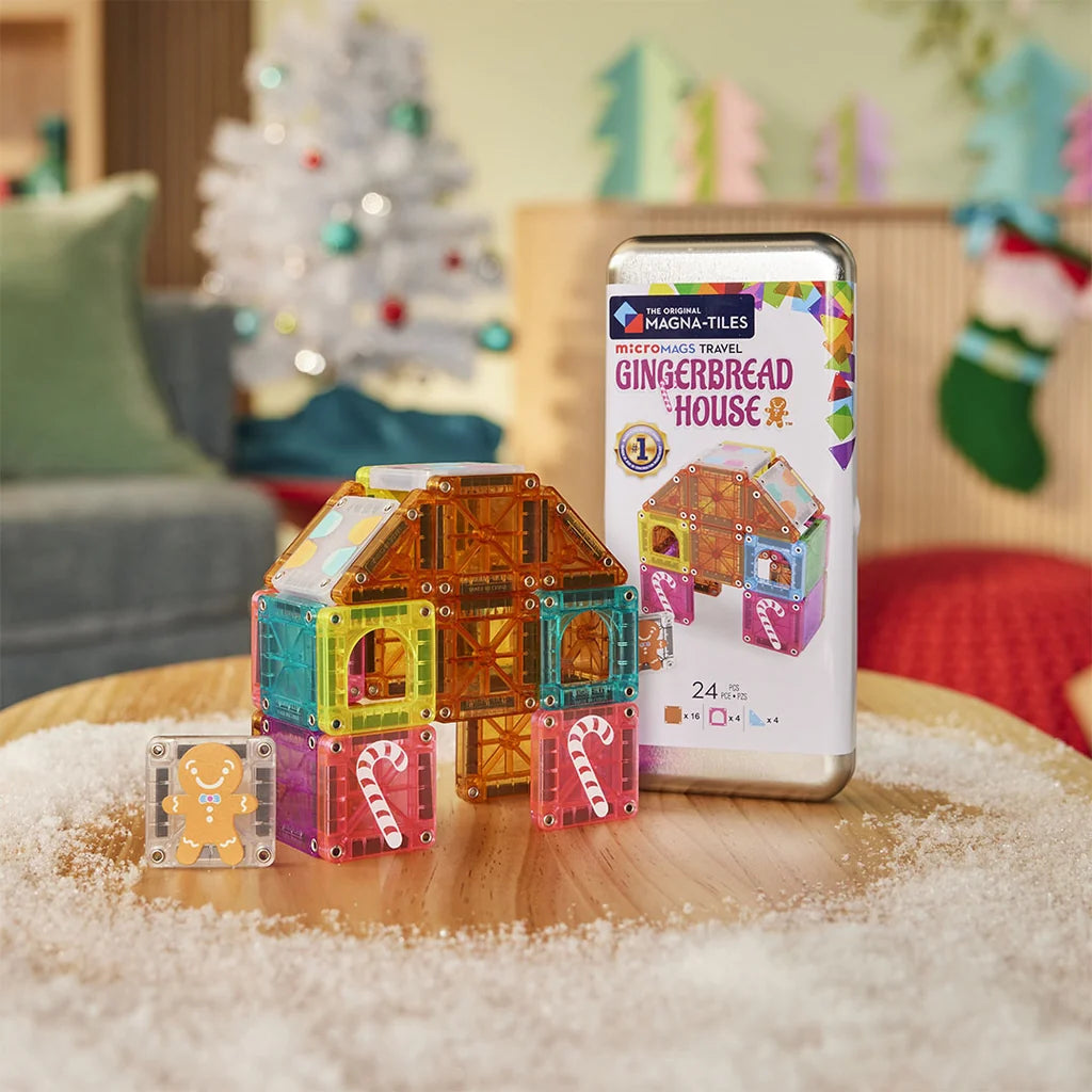 Magna-Tiles – microMAGS Gingerbread House Travel Set | Magnetische Bouwset 24 Stuks