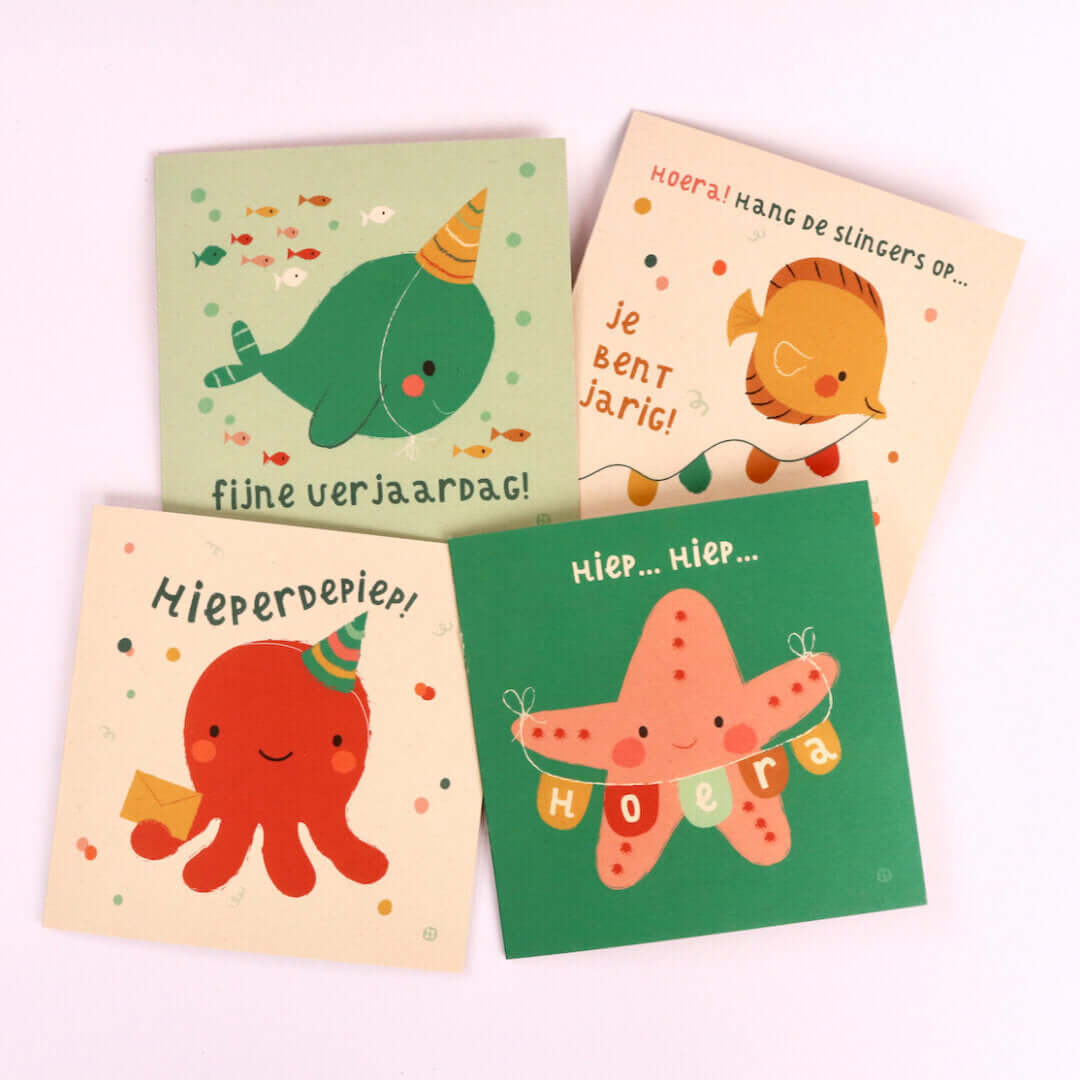 By-Bora Hieperdepiep octo - Wenskaarten