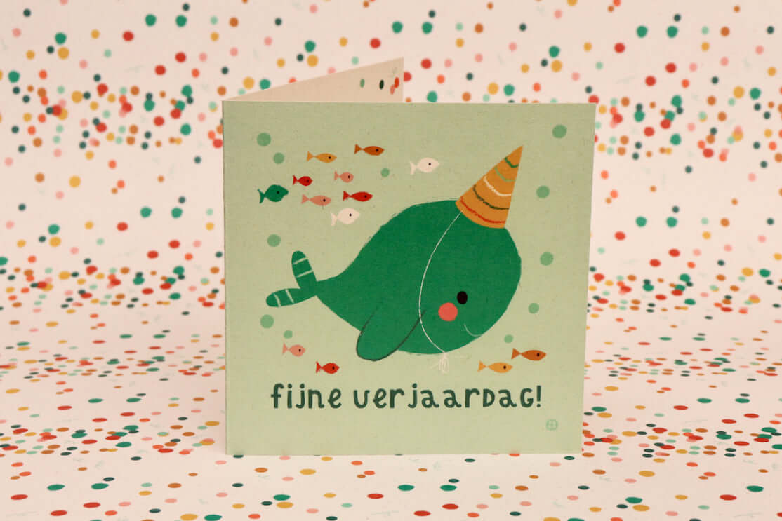 By-Bora Narwal feesthoed - Wenskaarten