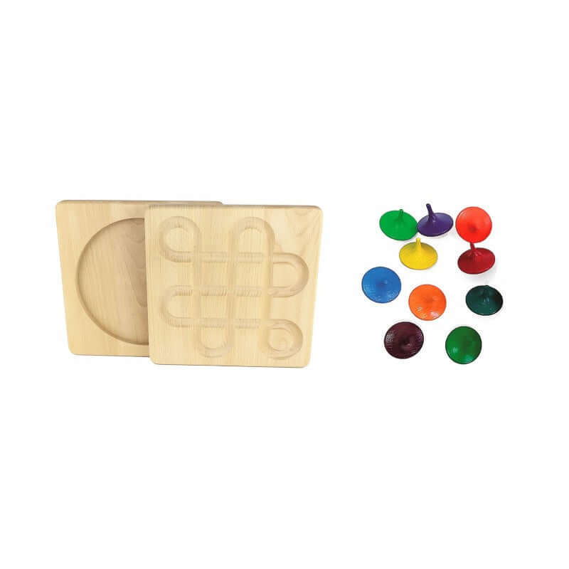 Rotondebord met 10 hout rotondes