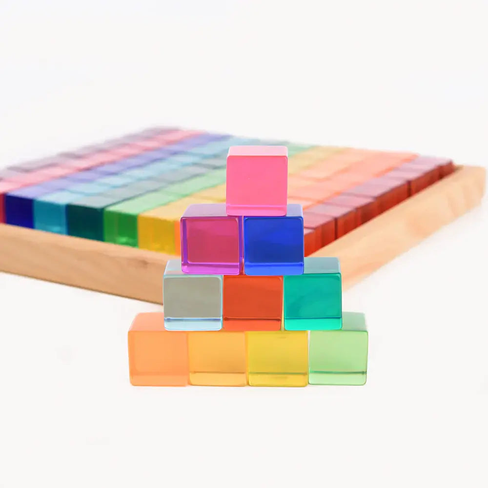 Doorzichtige regenboog kleuren blokjes - Bauspiel