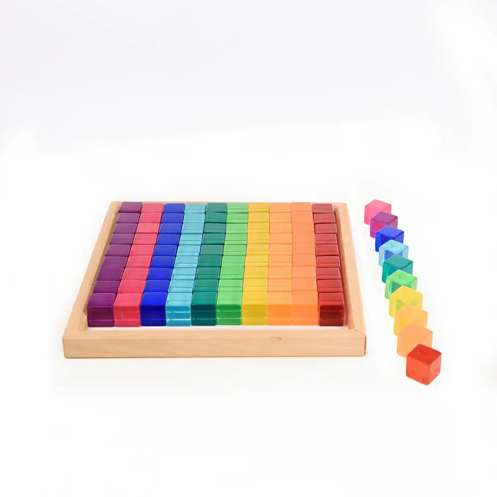 Doorzichtige regenboog kleuren blokjes - Bauspiel
