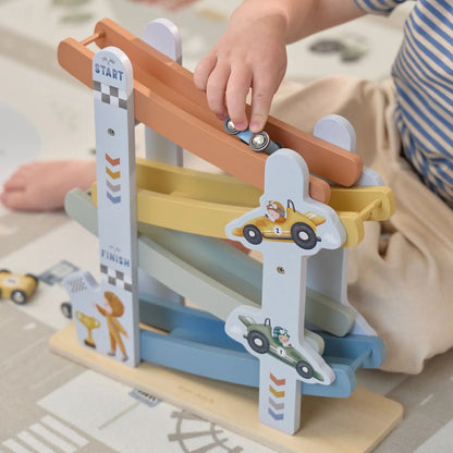 Little Dutch - Houten autobaan | Blauw