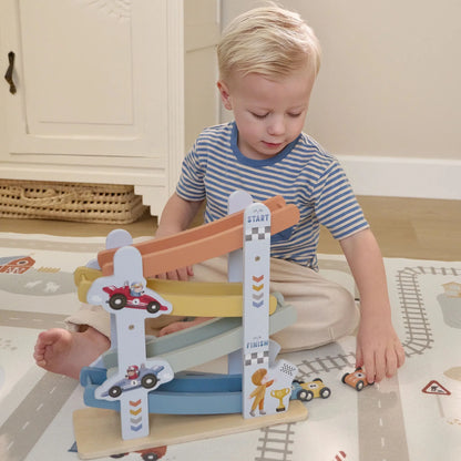 Little Dutch - Houten autobaan | Blauw