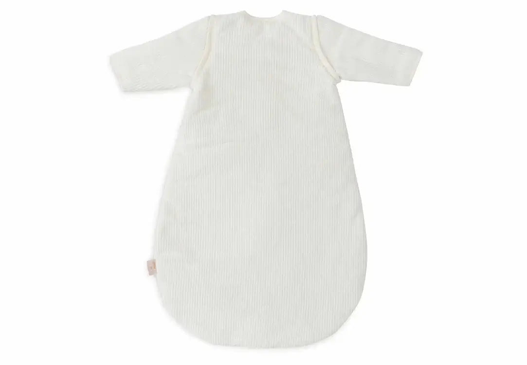 Jollein ribbed ivory sleep sack with removable sleeves, perfect for stylish and comfy sleep for little ones.