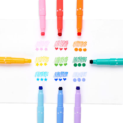 OOLY - Confetti Stamp Double Ended Markers | Set van 9