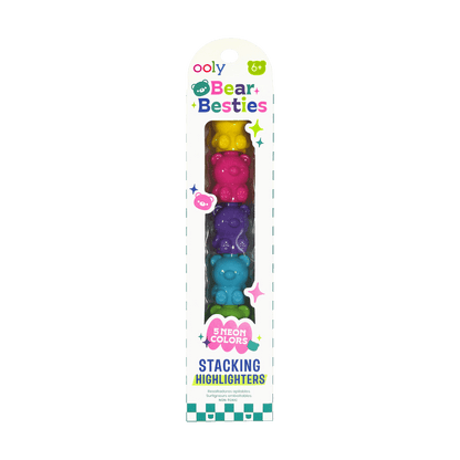 OOLY - Bear Besties Stacking Highlighters | 5 Neon Markeerstiften