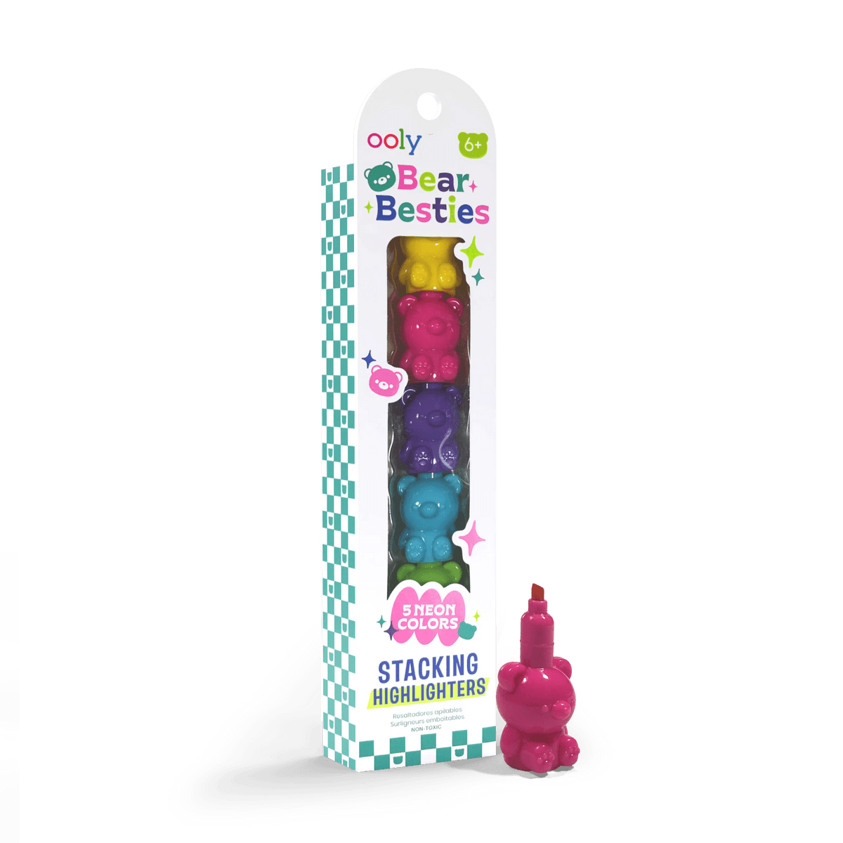 OOLY - Bear Besties Stacking Highlighters | 5 Neon Markeerstiften