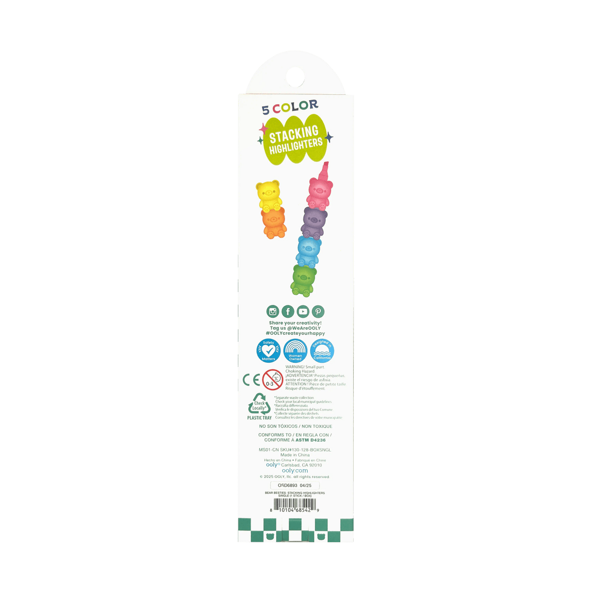 OOLY - Bear Besties Stacking Highlighters | 5 Neon Markeerstiften